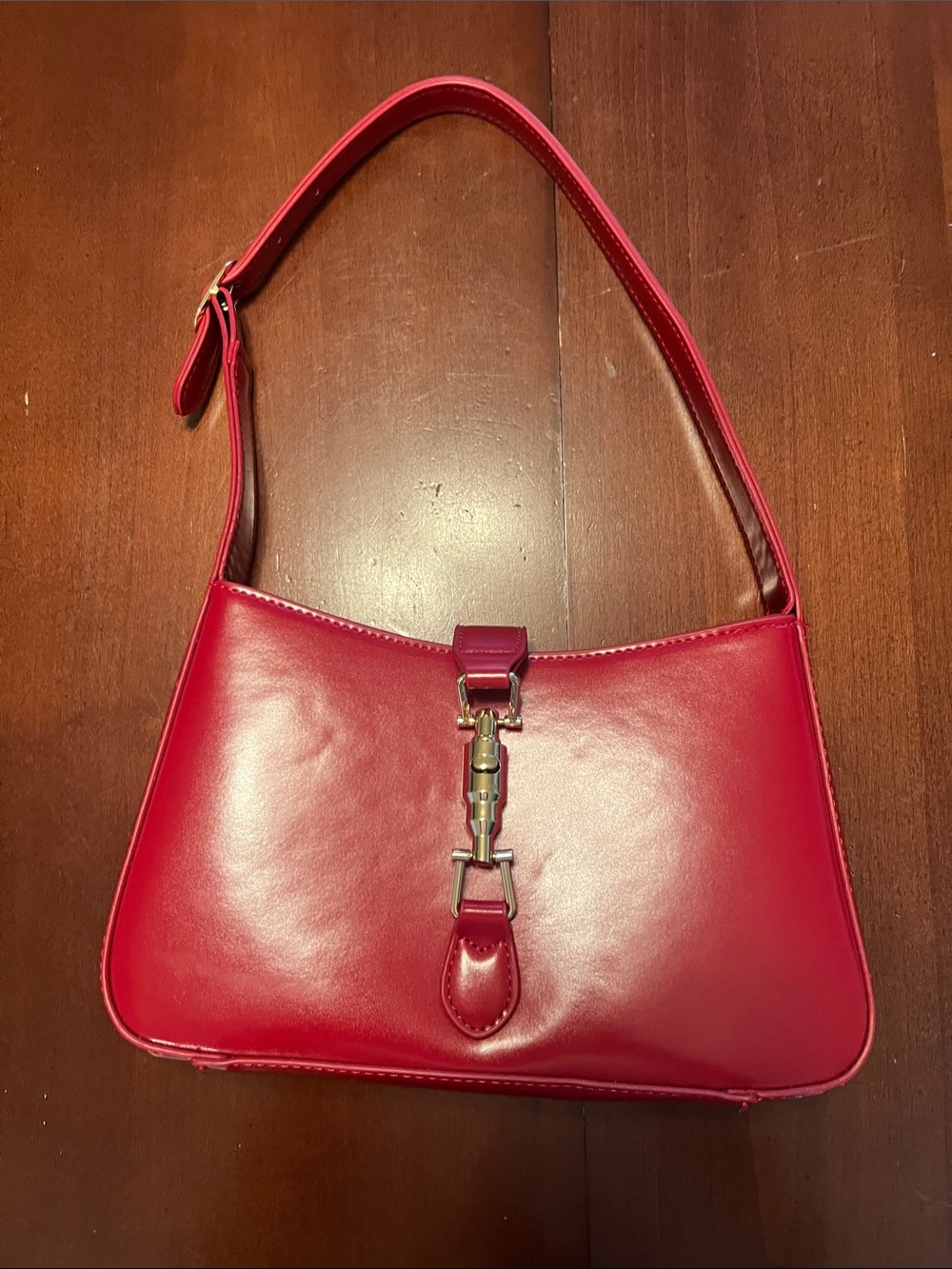 New 8 Other Reasons Justine Red Leather Shoulder Bag gold hardware